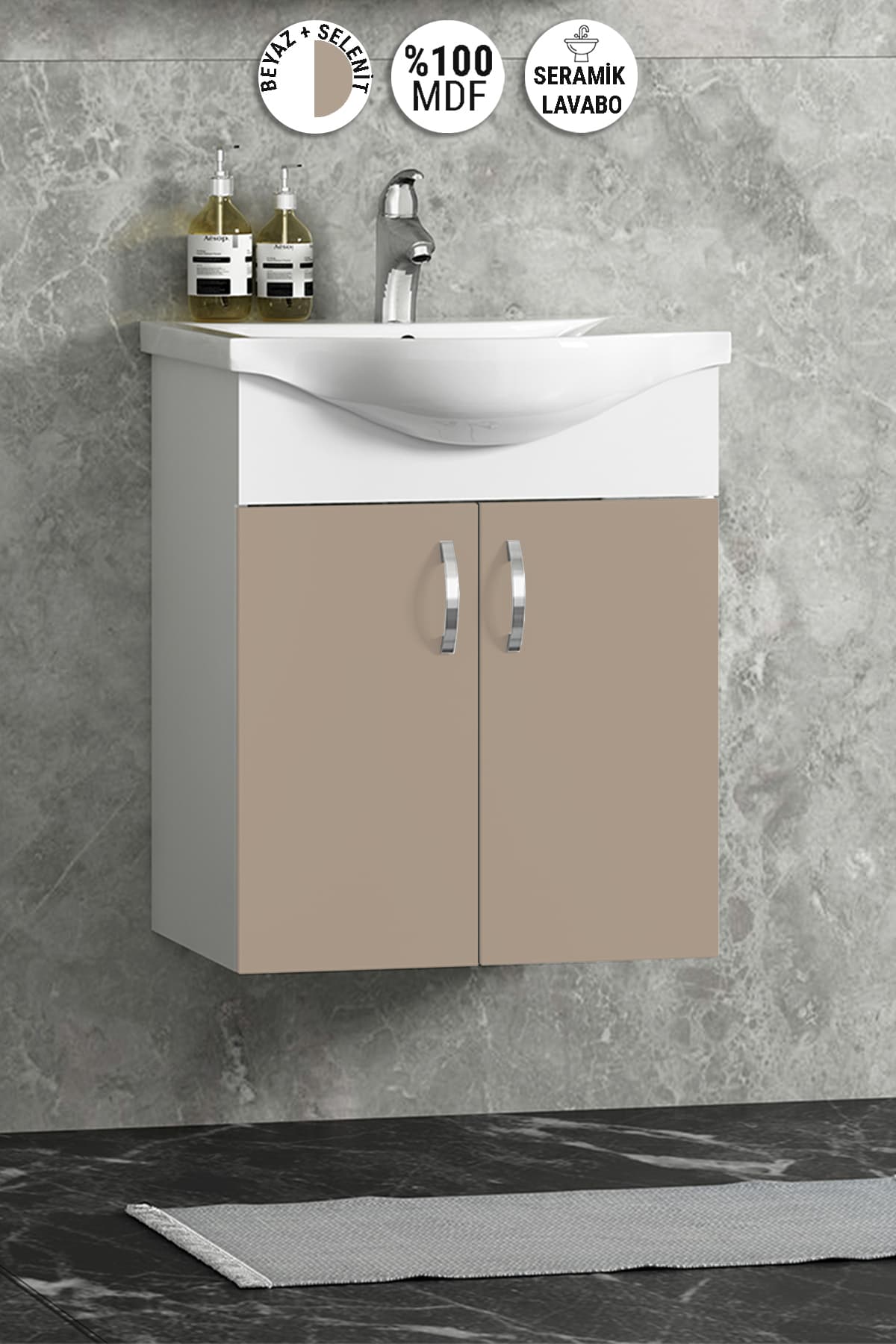 Selenit kaplamalı banyo dolabı