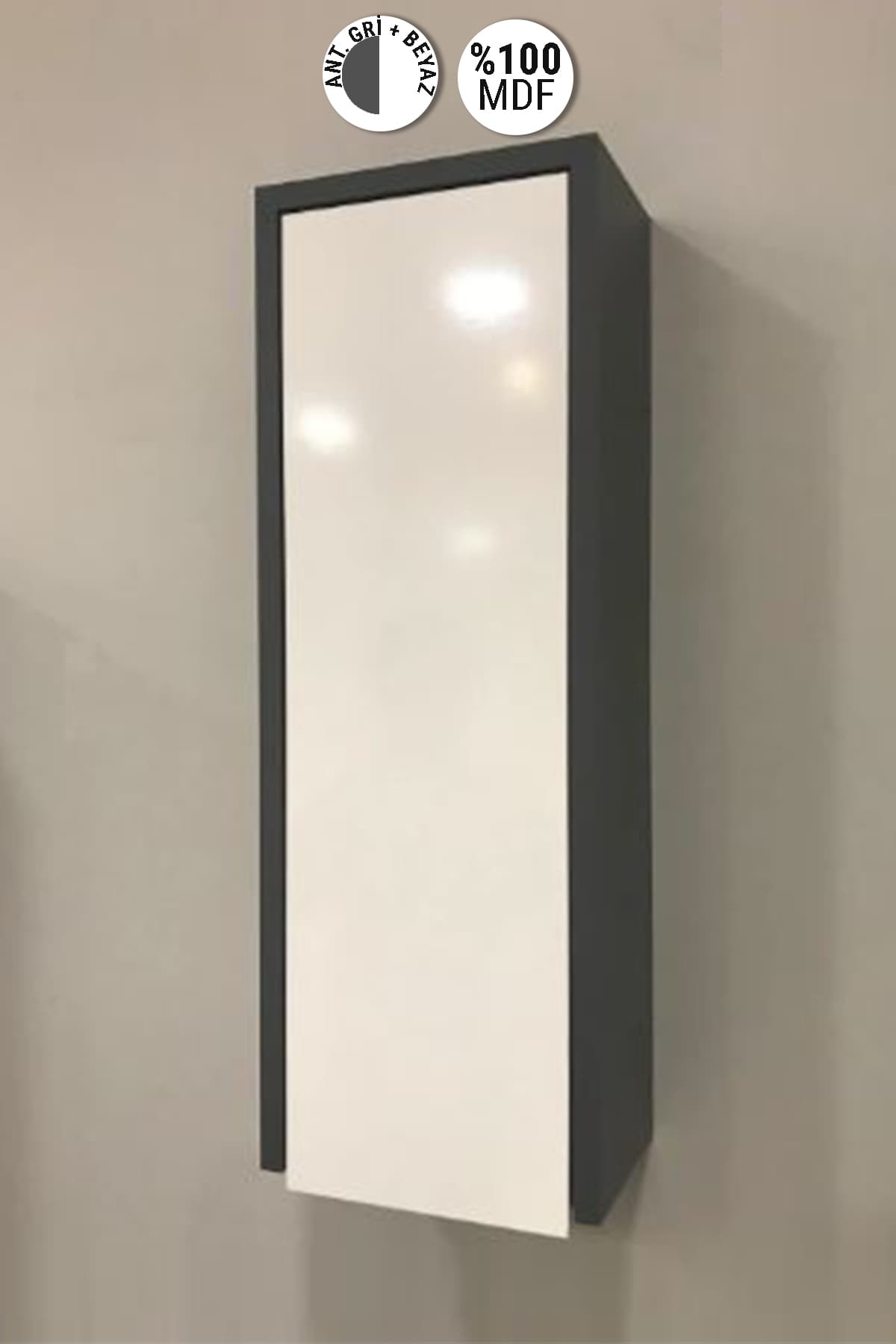 70*25 Cm Çok Amaçlı Dolap Kasa Antrasit Gri Mat Kapak Beyaz