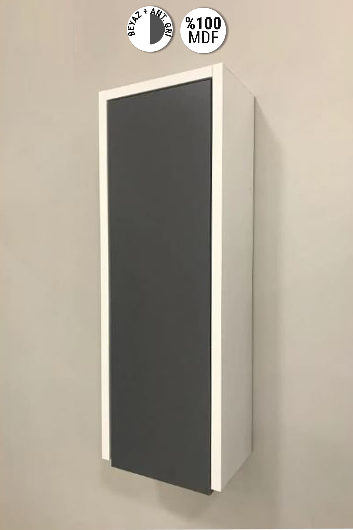 70*25 Cm Çok Amaçlı Dolabp Kasa Beyaz Kapak Antrasit Gri Mat