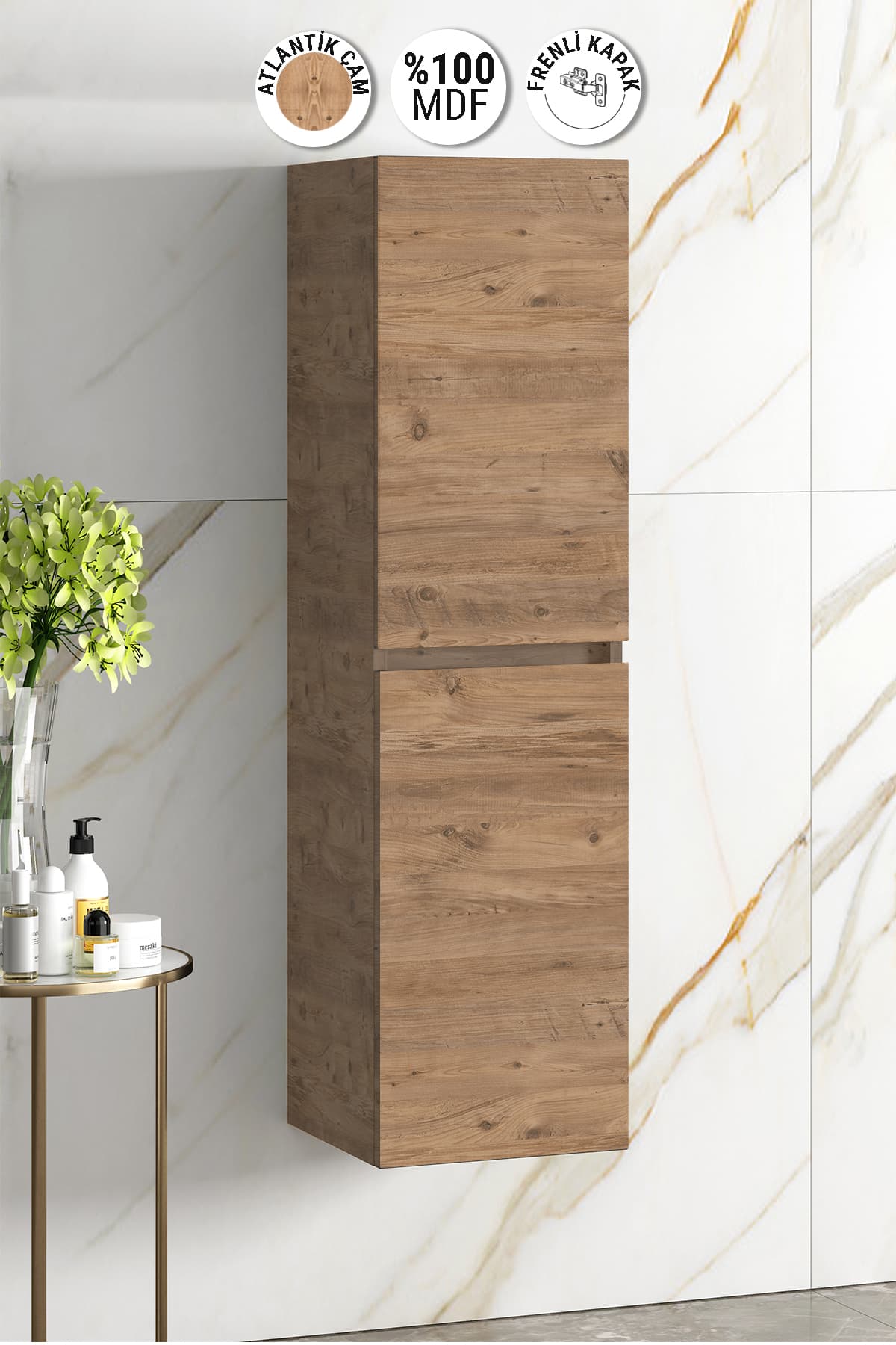 Atlantik Çam kaplamalı banyo dolabı