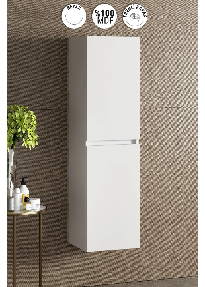 35*130 CM YILDIZ ASMA BOY DOLABI KOMPLE BEYAZ