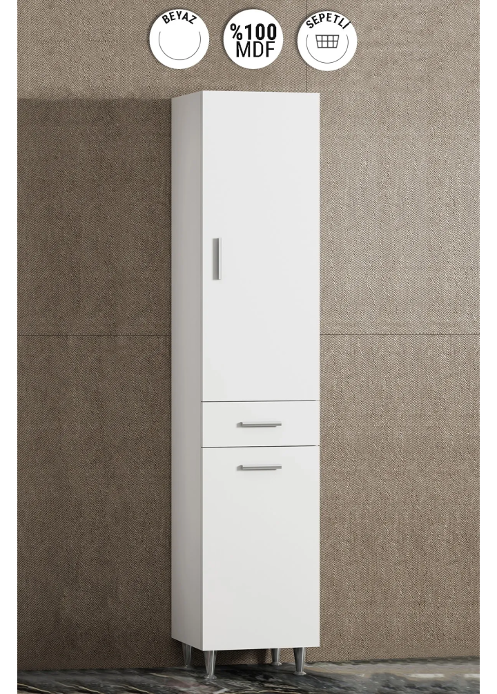 30 CM BOY DOLAP MDF BEYAZ SEPETLİ