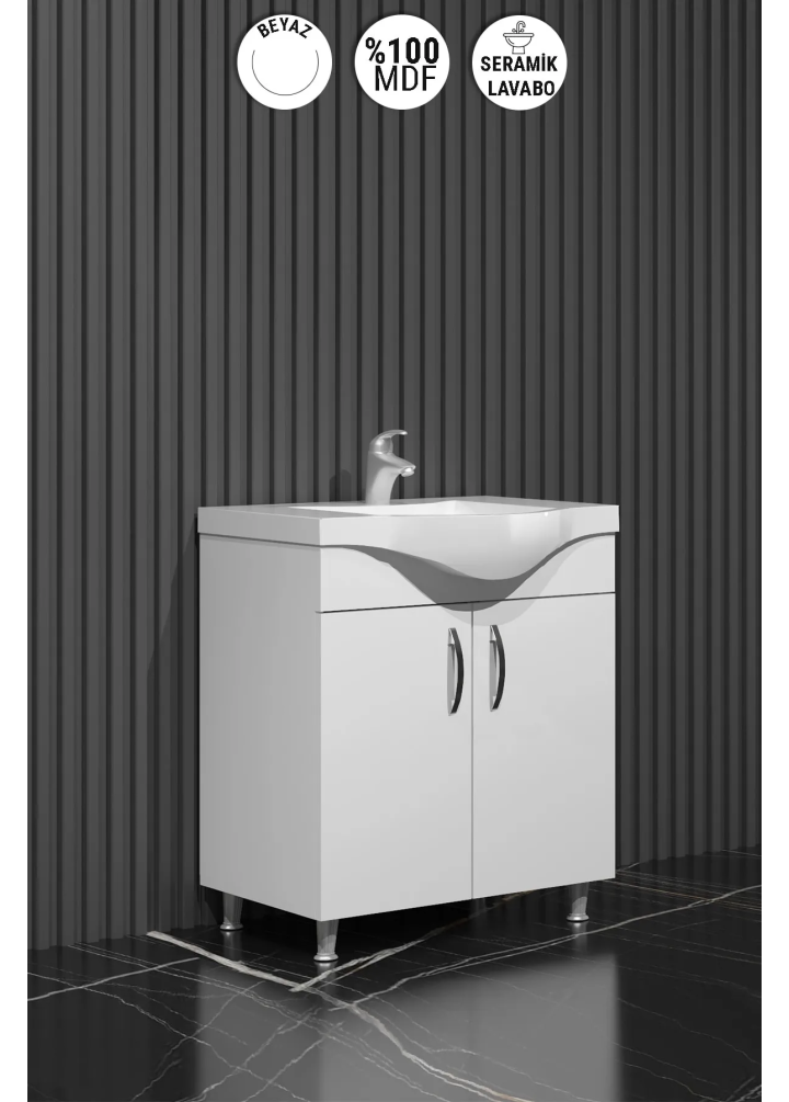 55 CM YILDIZ ALT DOLAP MDF BEYAZ AYAKLI