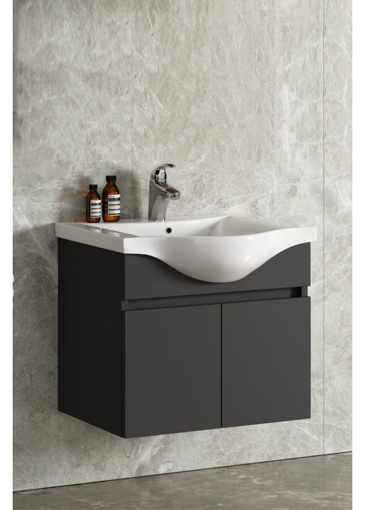 65 CM YILDIZ ALT DOLAP ASMA MDF KOMPLE ANTRASİT GRİ MAT