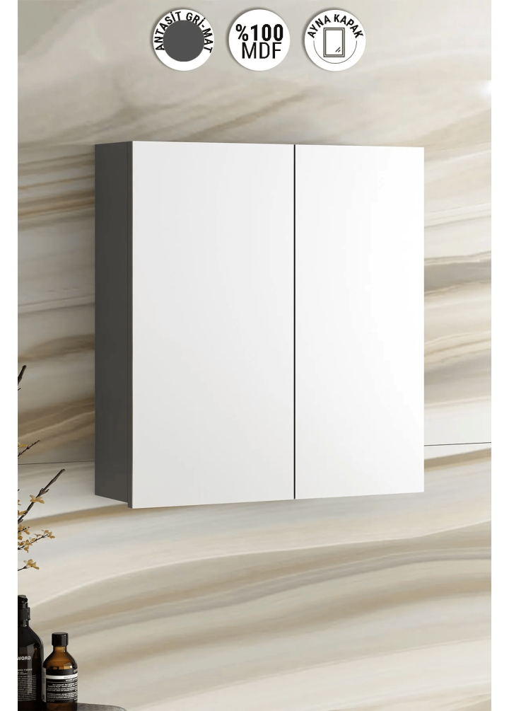 65 CM ÇİĞDEM ÜST DOLAP MDF ANTRASİT GRİ MAT