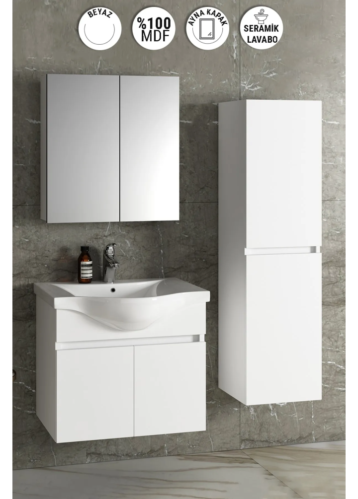 65+35 CM YILDIZ DIŞTAN TAKIM MDF BEYAZ