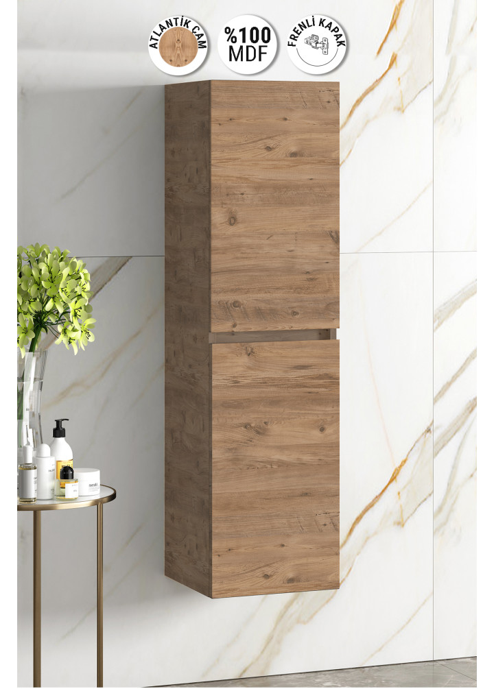 Yıldız 35x130 cm Atlantik Çam MDF Asma Banyo Boy Dolabı