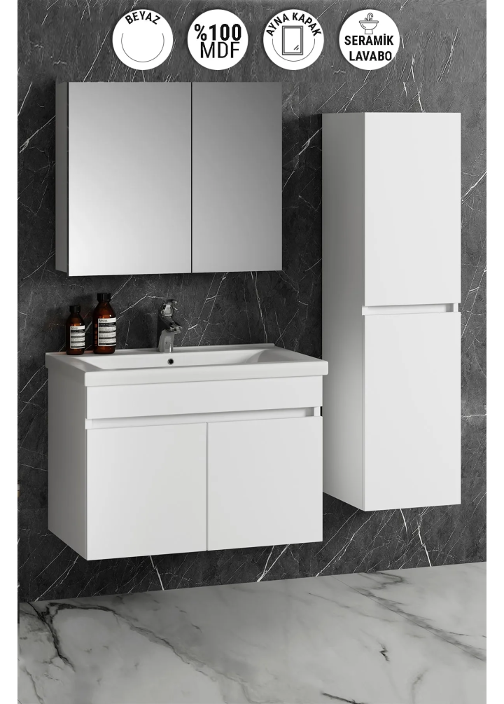 80+35 CM ÇİĞDEM DIŞTAN TAKIM MDF BEYAZ