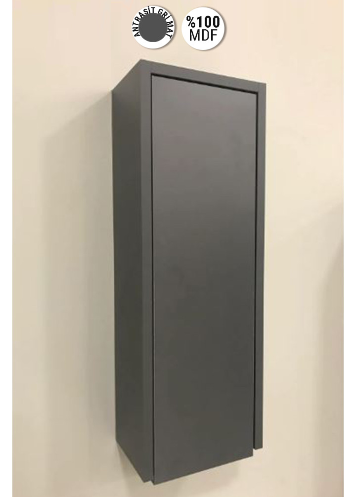 Çok Amaçlı 70x25 cm Antrasit Gri Mat MDF Banyo Boy Dolabı