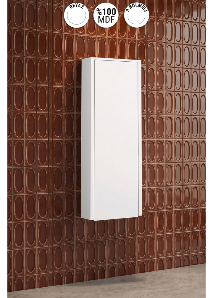 Çok Amaçlı 70x25 cm Beyaz MDF Banyo Boy Dolabı