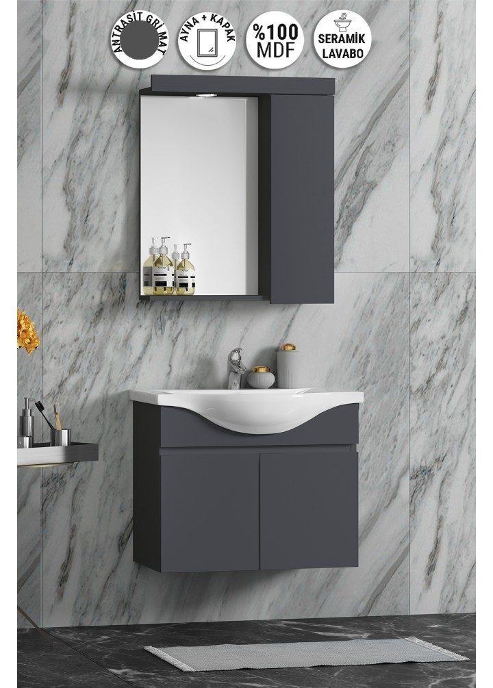 65 CM YILDIZ TAKIM ASMA MDF KOMPLE ANTRASİT GRİ MAT