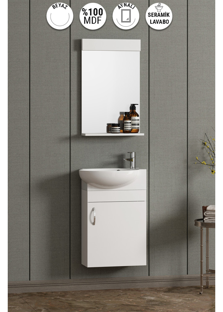 45 CM LALE TAKIM DOLAP MDF BEYAZ TURKUAZ