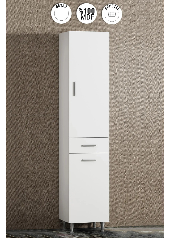 30 CM BOY DOLAP MDF BEYAZ SEPETLİ