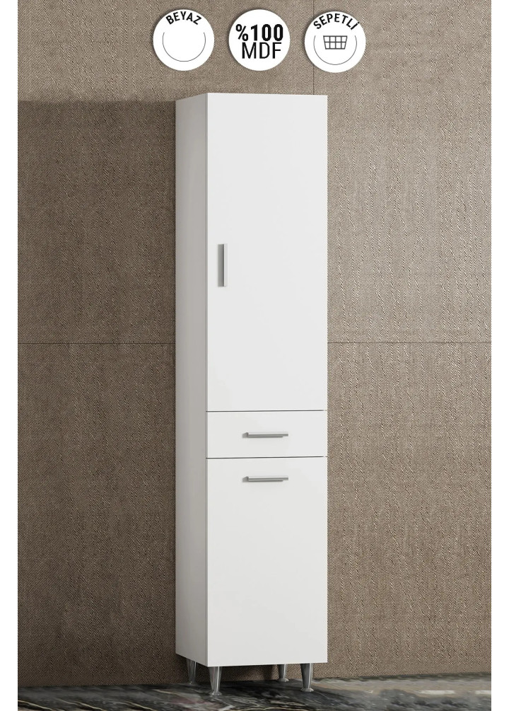 35 CM BOY DOLAP MDF BEYAZ SEPETLİ