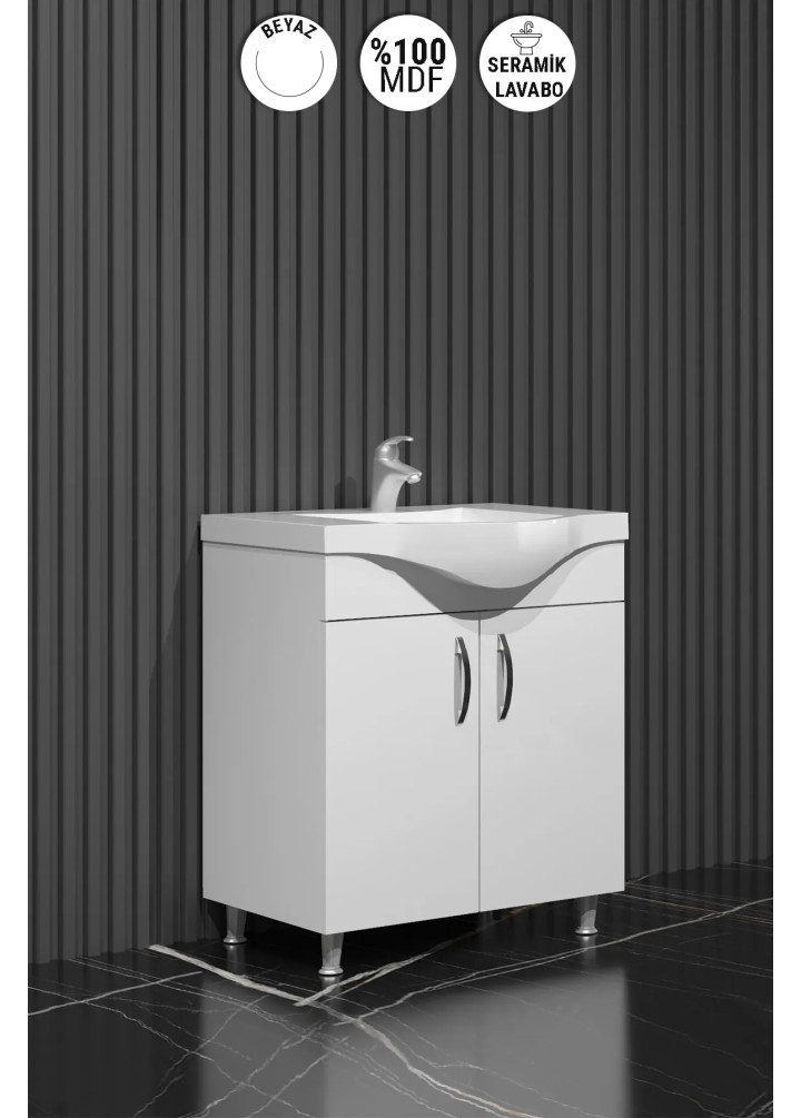 55 CM YILDIZ ALT DOLAP MDF BEYAZ AYAKLI