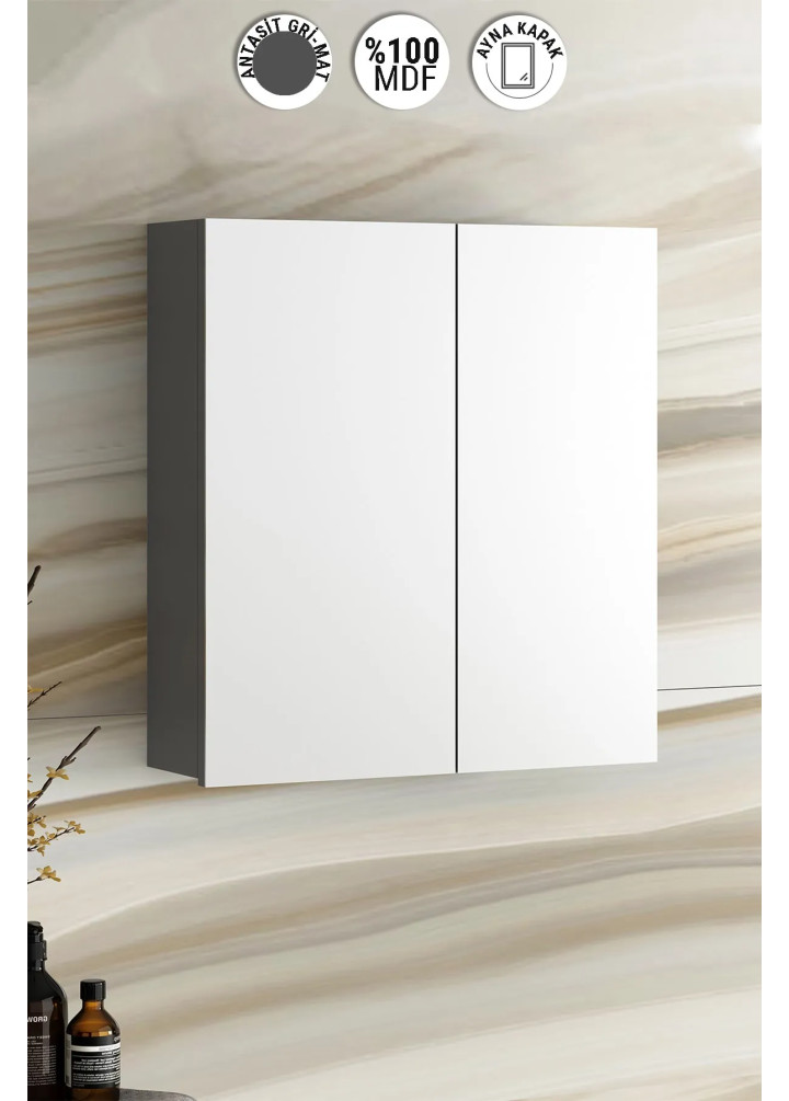 65 CM ÇİĞDEM ÜST DOLAP MDF ANTRASİT GRİ MAT