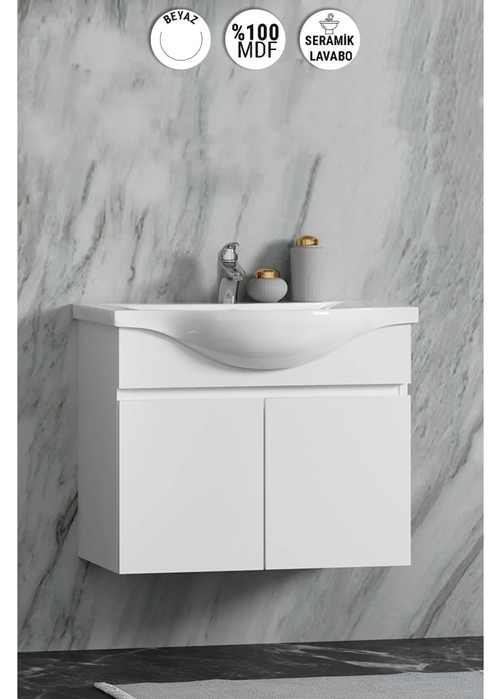 65 CM YILDIZ ALT DOLAP ASMA MDF KOMPLE BEYAZ