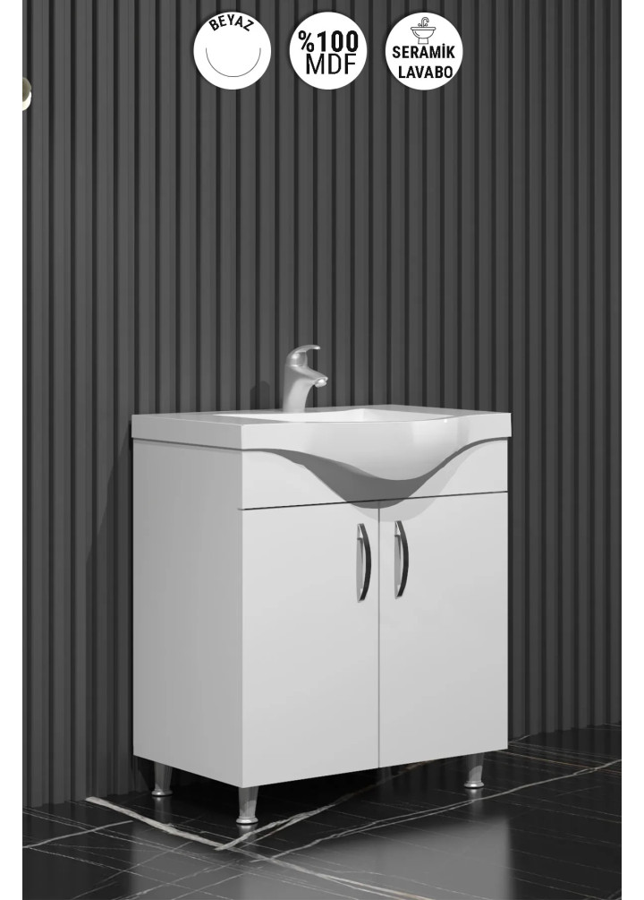 65 CM YILDIZ ALT DOLAP MDF BEYAZ AYAKLI